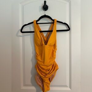 J. Crew Women's One Piece Swimsuit in Mustard Yellow NWT Sz 0 Resortwear Beach